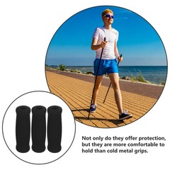 3Pcs Black Anti-Skid Walking Cane Handle Grips Durable Sponge Replacement