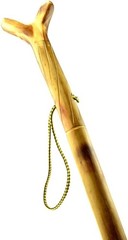 55″ Natural Wood Walking Stick with V Yoke for Rifle, Steel Spike & Metal