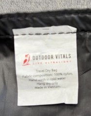 NEW Outdoor Vitals Dry Bag 20L~Black~Travel Hiking Pack Sack