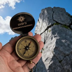 Trust in The Lord Compass – Proverbs 3: 5-6 Engraved Compasses, Wood Box Gree…