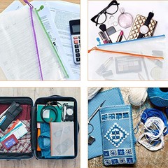 24PCS Plastic Mesh Zipper Pouch, Zipper Bags, Letter Size/A4 Size Waterproof