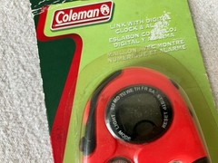 VTG Coleman Compass Clock Alarm Carabiner Clip Camping NOS New Unused Orange