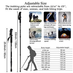 Pair of 2 Trekking Poles Walking Hiking Sticks Anti-shock Adjustable Alpenstock