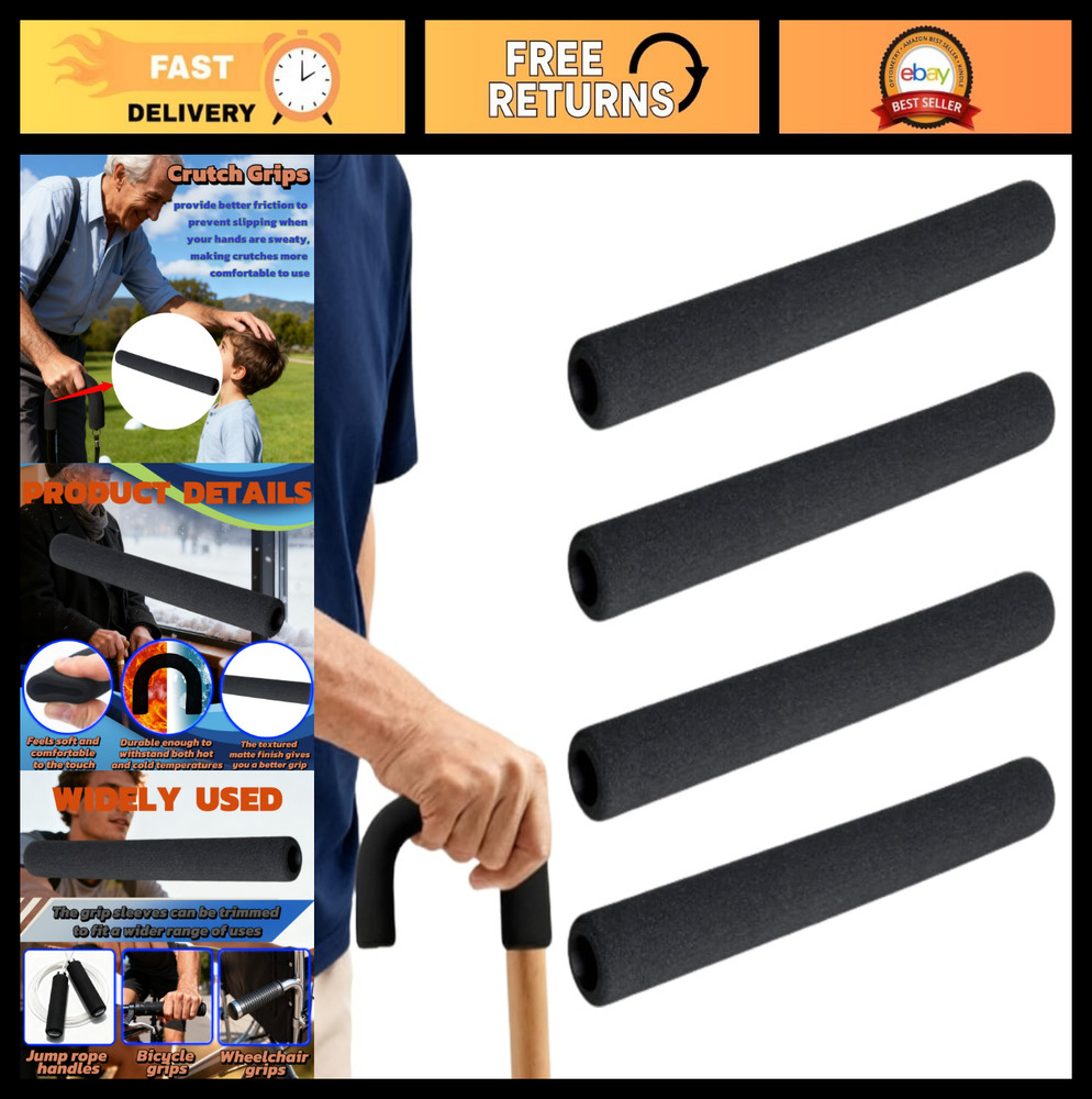Cane Handle Cushion Cover 4-Pack – Thick Foam Grip Replacement for Standard Cane