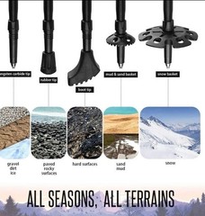 Trekking Aluminum Hiking Adjustable Poles Collapsible Lightweight, 2 Pack
