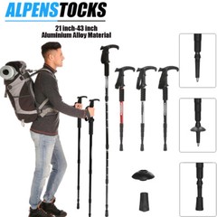 Pair of 2 Trekking Poles Walking Hiking Sticks Anti-shock Adjustable Alpenstock