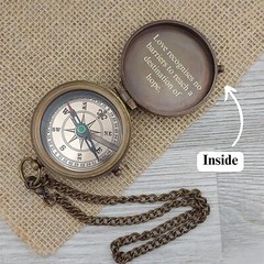 Compass with Special Engraved Greeting for Men/Him, Husband Gifts from Wife