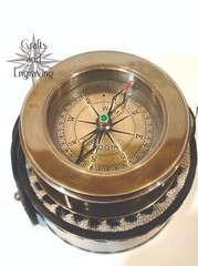 3″ Personalized nautical folding magnifier compass direction with leather box