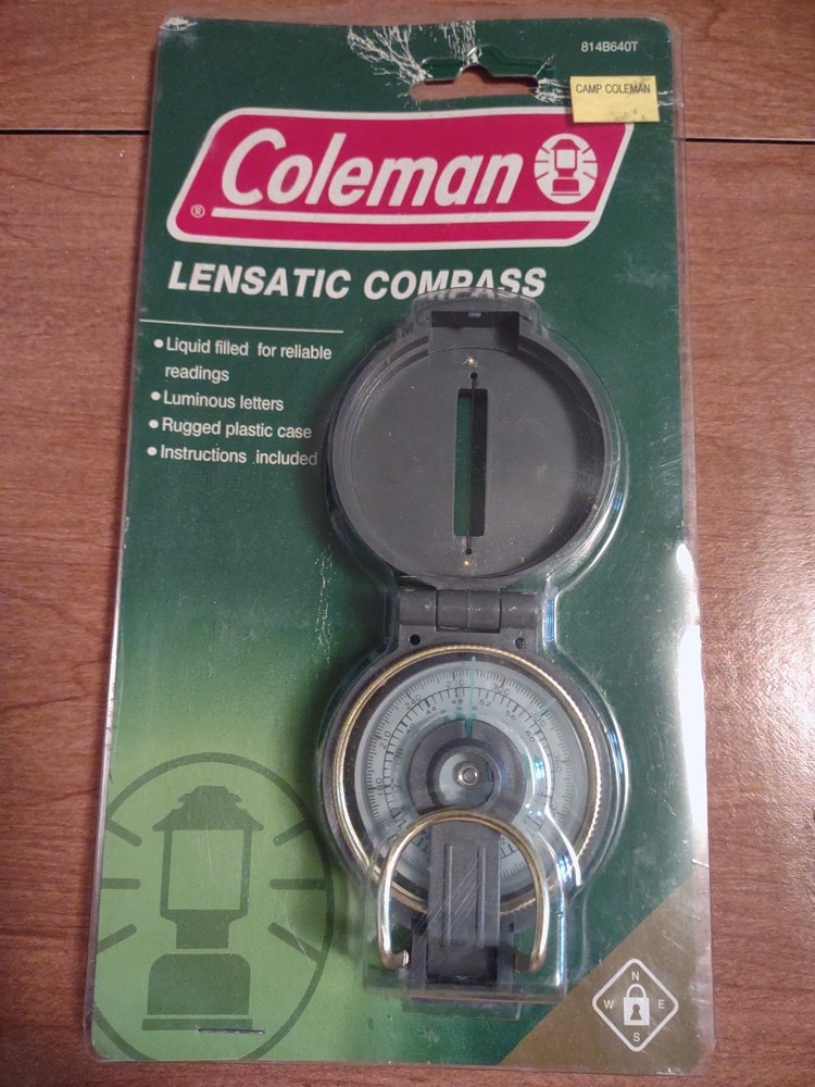 Coleman Lensatic Compass w/Case Liquid Filled Luminous Letters Sealed Pkg NOS