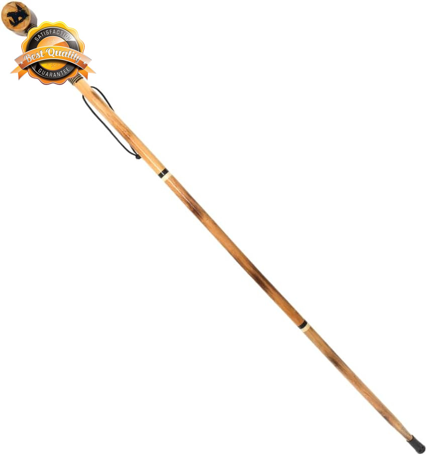 3 Piece 55″ Detachable Pine Wood Walking/Hiking Stick with Metal Tip, Reinforced