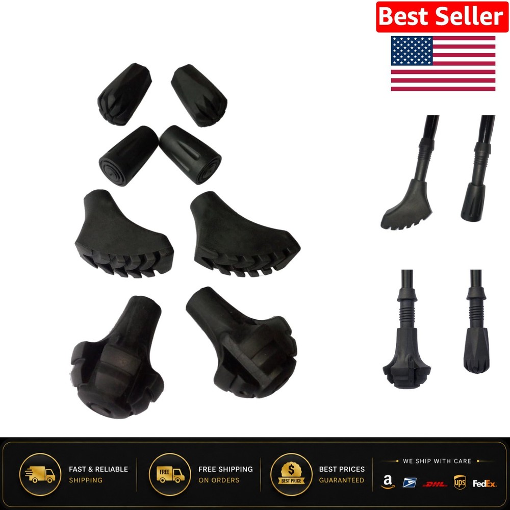 8-Piece Replacement Rubber Tips for Trekking Poles – Durable & Shock-Absorbing