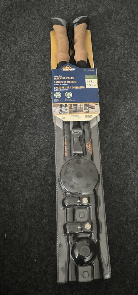 Cascade Mountain Tech Carbon Fiber Hiking Trekking Poles Cork Grip 2 Poles NEW