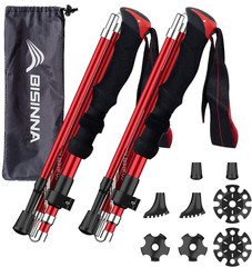 Collapsible Trekking Hiking Poles- 2 Pack Folding Aluminum Walking Sticks with Q