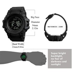 AOSLSI Watch Compass, Altimeter Barometer Thermometer Temperature, Black-A