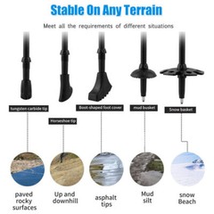 2X Trekking Hiking Poles Nordic Walking Sticks Adjustable Anti-shock Alpenstock
