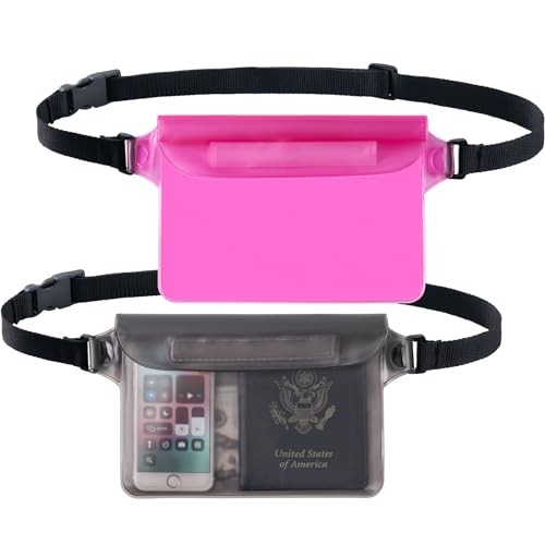CADONO 2-Pack Waterproof Pouch with Adjustable Waist Strap | Screen Gray+Pink