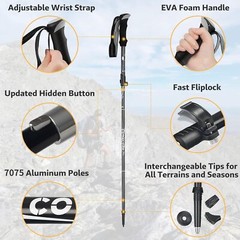 Hiking Poles Nordic Walking Poles Foldable Adjustable Telescopic Lightweight with Rubber