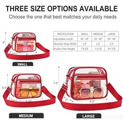 Clear Bag for Stadium Events Clear Sports Fan Handbags Purses with Medium Red
