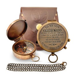 Brass Compass Unique Print To My Son Compass With Leather Case Antique Brass …