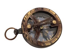 Engravable Brass Pocket Sundial Compass Nautical Antique Style Marine Compass Br