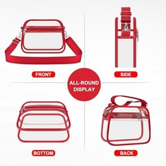 Clear Bag for Stadium Events Clear Sports Fan Handbags Purses with Large Red