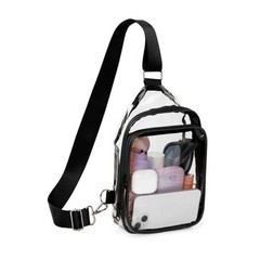 Clear Bag for Stadium Events, Clear Chest Crossbody One Size Black-sling Bag