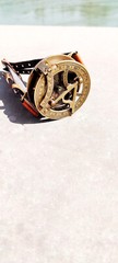 Nautical Vintage Brass Wrist Sundial Compass Leather Band Perfect Christmas Gift