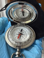 Dalvey Scotland Classic Voyager Pocket Compass Polished Silver Tone SS Hunter
