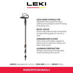 LEKI Wanderfreund Makalu Aluminum Adjustable Lightweight Walking Pole (Single) f