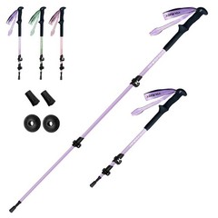 Hiking Trekking Poles, Macaron Colors 2 Pack Anti Shock, Adjustable, Collapsi…