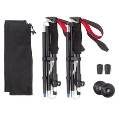 2 PCS Collapsible Aluminum Trekking Poles Hiking Sticks Tip Kits Lightweight
