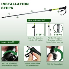 2X Collapsible Trekking Poles Lightweight Aluminum Folding Hiking Walking Sticks