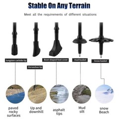 2x Trekking Poles Nordic Walking Hiking Sticks Anti-shock Adjustable Alpenstock