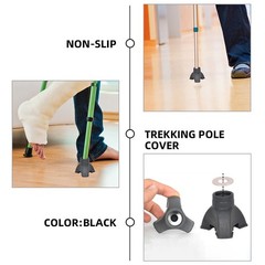 2Pcs Plastic Cane Foot Covers Walking Stick Tips Durable Anti Skid Black