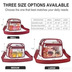 Clear Bag for Stadium Events Clear Sports Fan Handbags Purses Small Rose Red