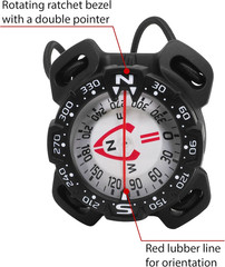 Glow-in-the-Dark Waterproof Bungee Mount Compass for Diving and Kayaking