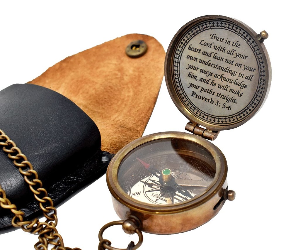 Trust in The Lord Engraved Compass, Proverbs 3: 5-16 Graduation gift, Compass…