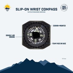 Sun Company Slip-On Wrist Compass – Easy-to-Read for Watch Band Black