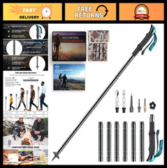 Adjustable 15-in-1 Multi-Functional Hiking Stick – Trekking Poles for Outdoor Ad