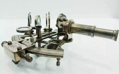 Antique Sextant Nautical Brass Astrolabe Working Marine Vintage Box