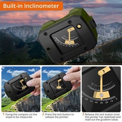 Hiking Compass with Inclinometer IP54 Waterproof Military Compass Professional…