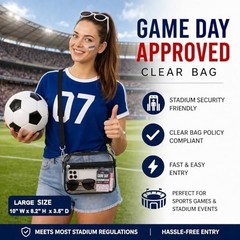 Clear Bag for Stadium Events Clear Purse Stadium Bag Satchel Large Black