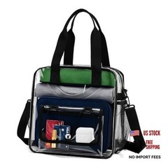 Clear Stadium Bag 11.8×11.8×5.1in – Transparent Tote, Lunch Black