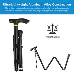 1Pc Walking Cane Aluminum Alloy Walking Stick Adjustable Folding Travel Hiking S