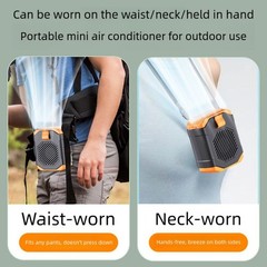 USB Rechargeable Portable Neck Fan with Waist Clip 5 Speed Cooling Fan