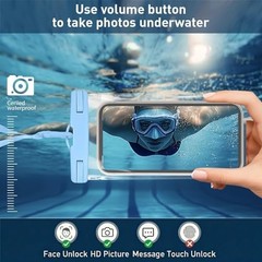1/2 Pack Waterproof Phone Pouch Compatible with iPhone 17 16 15 Pro B4-Sea Blue