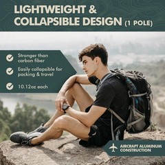 Hiking Stick,1PC Trekking Pole Collapsible Hiking Pole,Lightweight Folding Ad…
