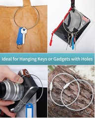 Pawfly 10 Inch Wire Keychain Cable Large Stainless Steel Key 10 inch, Silver