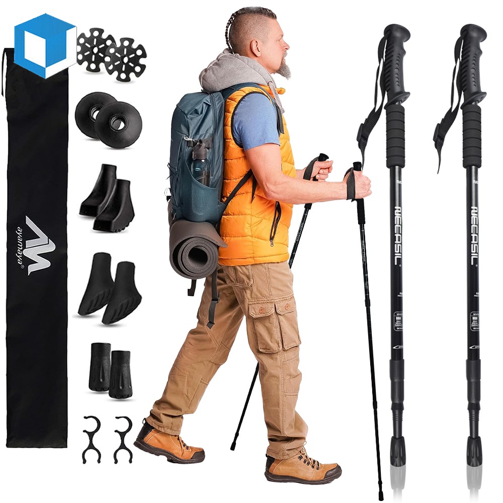 2X Adjustable Trekking Poles Nordic Walking Sticks Anti-shock Hiking Alpenstock