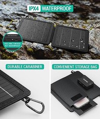 Portable Solar Charger(5V/2A Max), Small Foldable Solar Panel with USB-C 10W